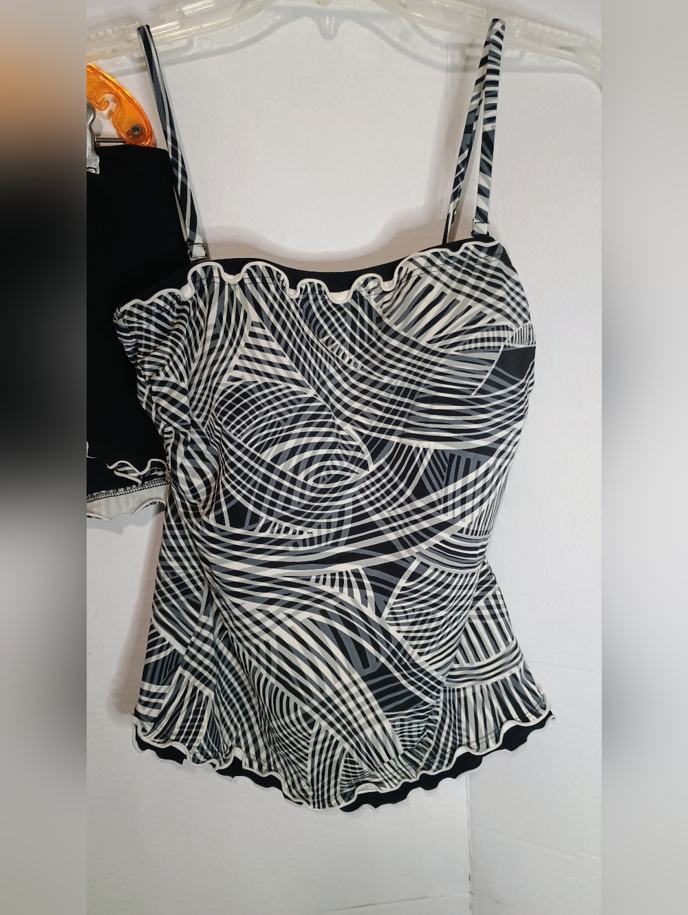 Profile Black & White Patterned Tankini Top with Matching Swim Skirt Size 12 - Picture 3 of 9